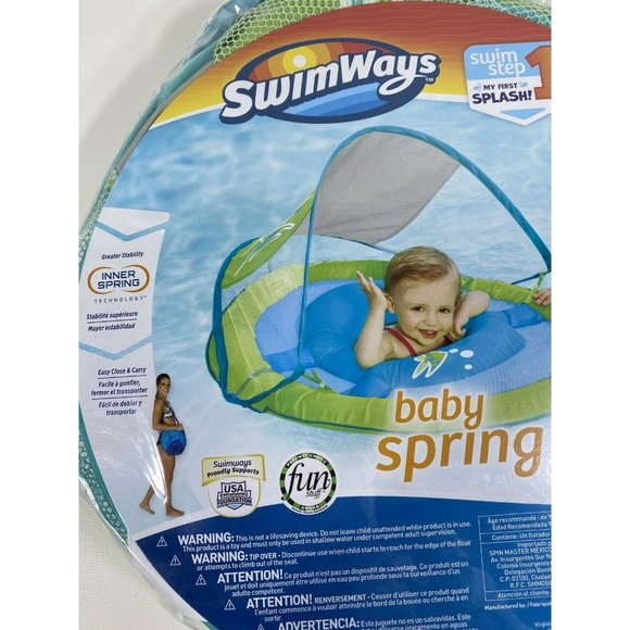SwimWays Baby Spring Float Sun Canopy Ages 9-24 Months 50+UPF Green - Picture 3 of 8